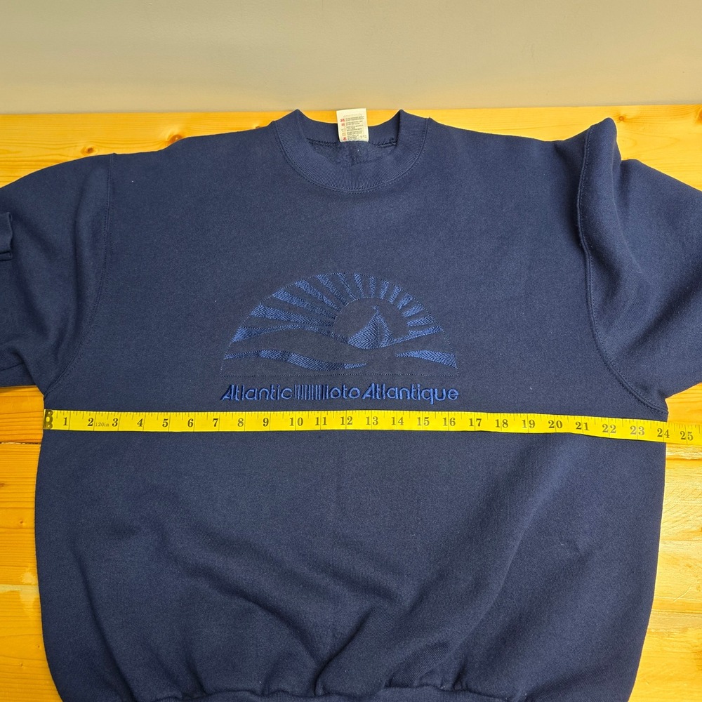 Vintage Fruit of the Loom Atlantic Sweatshirt Mens XL Navy Embroidered 90s - Picture 6 of 9